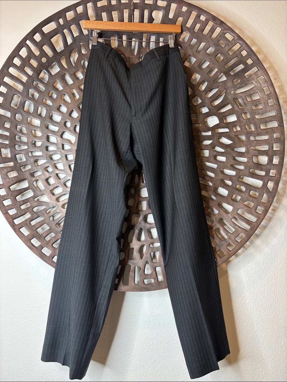🩶Banana Republic Pinstripe Wool Dress Pants Men’s 35x34 Charcoal Work Trouser🩶